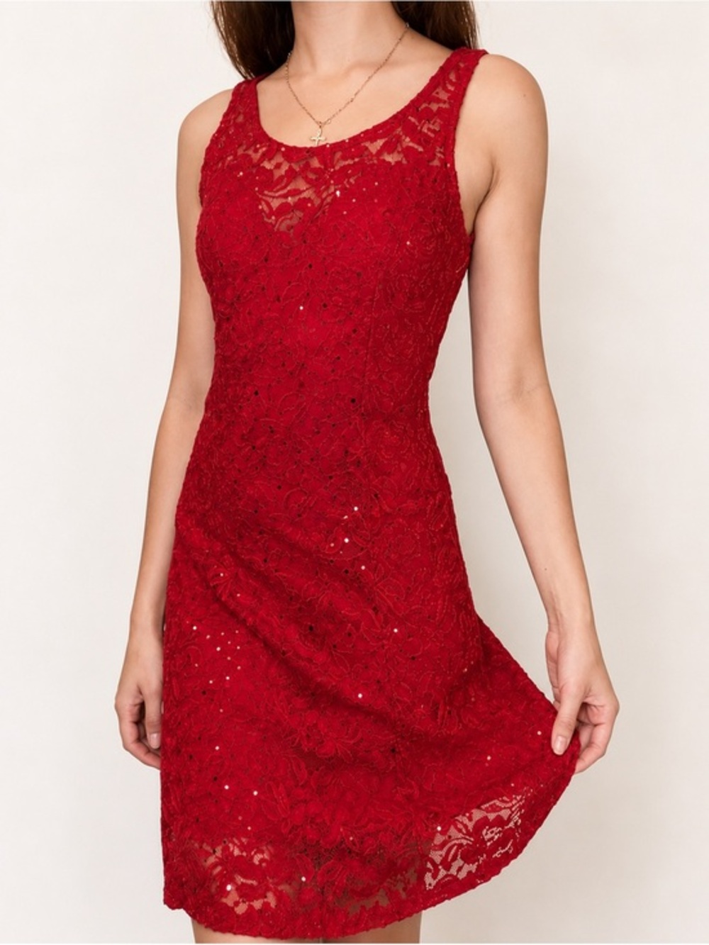 Red Sequin Sparkle Midi Dress